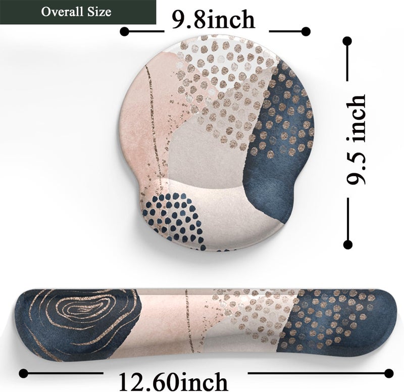 Mechanical Cattle Ergonomic Boho Mouse Pad with Wrist Support Gel and Keyboard Wrist Rest, Non-Slip Pu Base Gaming Kawaii Cute Mouse Pad for Boho Office Decor, Easy Typing & Pain Relief - Image 4